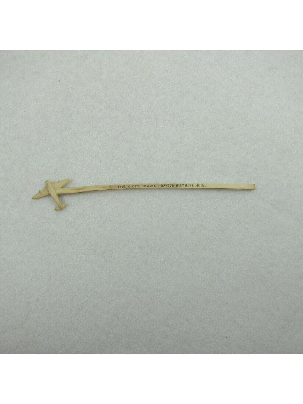Vintage The Kitty Hawk Dayton Biltmore Hotel Airplane Swizzle Stir Garnish Stick